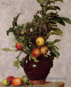 Vase aux pommes et au feuillage Henri Fantin Latour Peinture à l'huile
